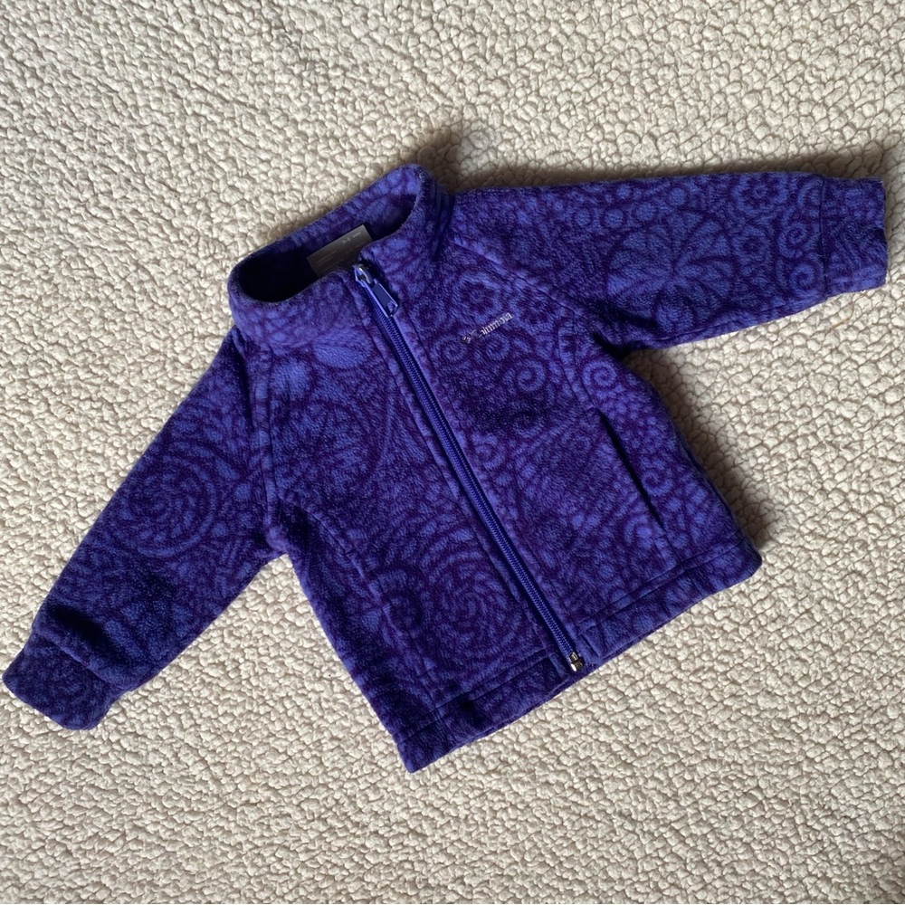 Y2K Columbia Baby Fleece Jacket - Purple Spiral Print - 3-6 Months